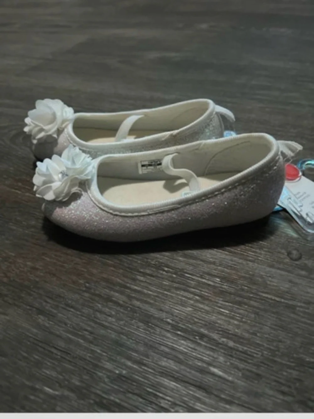 Carter's White Floral Ballet Flats with Gem Accent